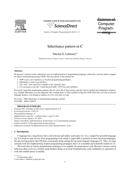 Science of Computer Program- Ming Inheritance Pattern in C