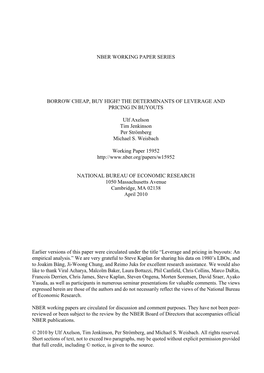 Nber Working Paper Series Borrow Cheap, Buy High?