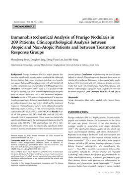 Immunohistochemical Analysis of Prurigo Nodularis in 209 Patients