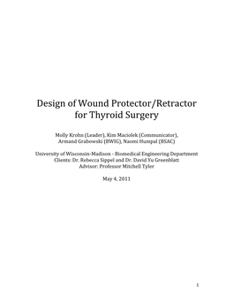 Design of Wound Protector/Retractor for Thyroid Surgery