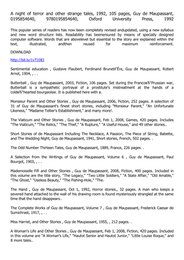 A Night of Terror and Other Strange Tales, 1992, 105 Pages, Guy De Maupassant, 0195854640, 9780195854640, Oxford University Press, 1992