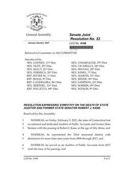 Senate Joint Resolution No. 32 January Session, 2021 LCO No