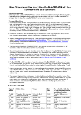 Save 10 Cents Per Litre Every Time the BLACKCAPS Win This Summer Terms and Conditions