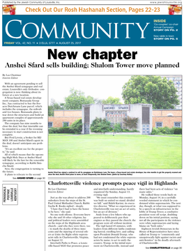 New Chapter Anshei Sfard Sells Building; Shalom Tower Move Planned