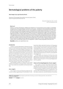 Dermatological Problems of the Puberty