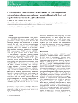 Cyclindependent Kinase Inhibitor 3 (CDKN3) Novel Cell Cycle Computational Network Between Human Nonmalignancy Associated Hepatit