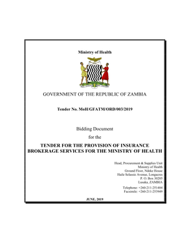 GOVERNMENT of the REPUBLIC of ZAMBIA Bidding Document For