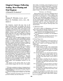 Gingival Changes Following Scaling, Root Planing and Oral Hygiene&