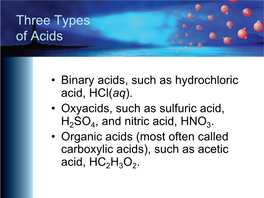 Three Types of Acids