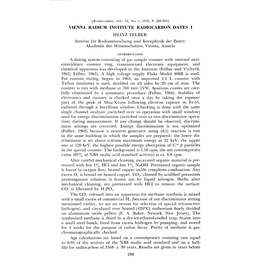 VIENNA RADIUM INSTITUTE RADIOCARBON DATES I HEINZ FELBER Institut Fur Radiumforschung and Kernphysik Der Osterr, Akademie Der Wissenschaften, Vienna, Austria