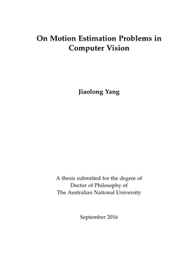 On Motion Estimation Problems in Computer Vision