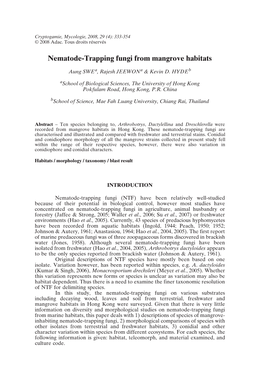 Nematode-Trapping Fungi from Mangrove Habitats