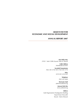 Arab Fund for Economic and Social Development Annual