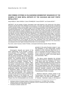 Ore-Forming Systems in Volcanogenic-Sedimentary Sequences by the Example of Base Metal Deposits of the Caucasus and East Pontic Metallotect