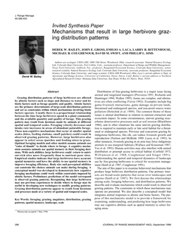 Mechanisms That Result in Large Herbivore Graz- Ing Distribution Patterns