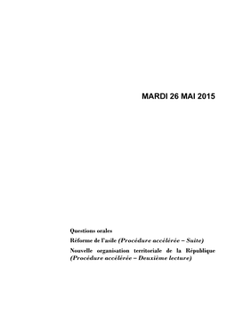 Mardi 26 Mai 2015