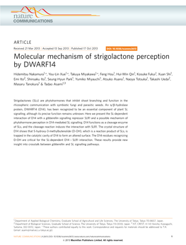 Molecular Mechanism of Strigolactone Perception by DWARF14