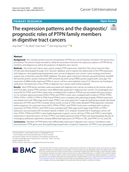 The Expression Patterns and the Diagnostic/Prognostic Roles of PTPN