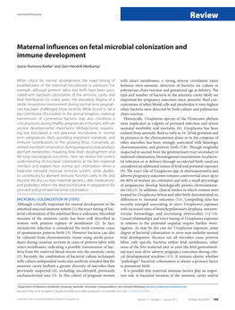 Maternal Influences on Fetal Microbial Colonization and Immune Development