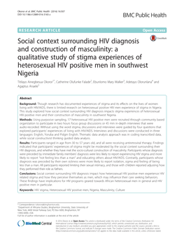 Social Context Surrounding HIV Diagnosis and Construction Of