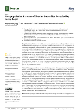 Metapopulation Patterns of Iberian Butterflies Revealed by Fuzzy Logic