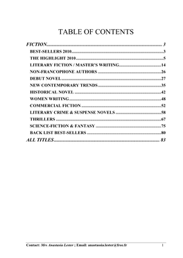 Table of Contents