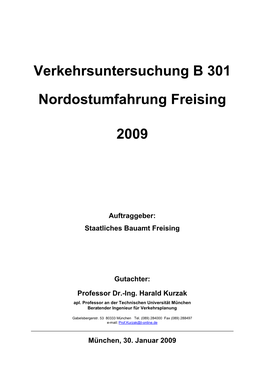 Verkehrsuntersuchung B 301 Nordostumfahrung Freising 2009