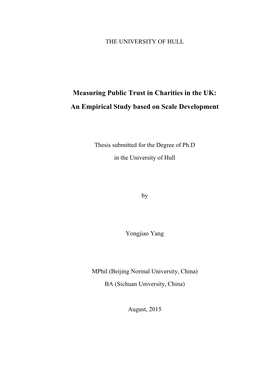 Measuring Public Trust in Charities in the UK: an Empirical Study Based on Scale Development