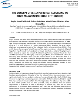 The Concept of Istita'ah in Hajj According to Four Madhhab (Schools of Thought)