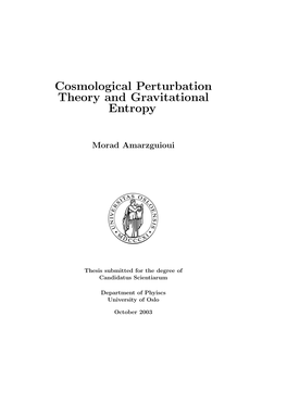 Cosmological Perturbation Theory and Gravitational Entropy