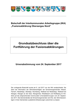 Grundsatzbeschluss Über Die Fortführung Der Fusionsabklärungen