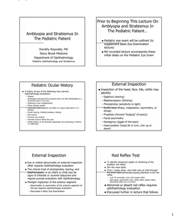 Amblyopia and Strabismus in the Pediatric Patient