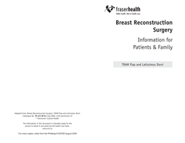 Breast Reconstruction Surgery Information for Patients & Family