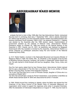 Abdurrahman Wahid Memoir