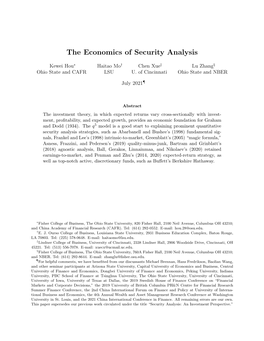 The Economics of Security Analysis