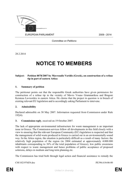 En En Notice to Members