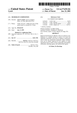 (12) United States Patent (10) Patent No.: US 6, 177,070 B1 Lynch (45) Date of Patent: Jan