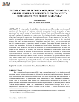 The Relationship Between Ages, Duration of Stay, and the Number of Households on Community Readiness to Face Floods in Kelantan