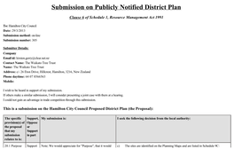 Submission on Publicly Notified District Plan
