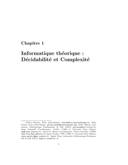 Décidabilité Et Complexité