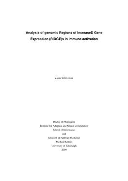 Analysis of Genomic Regions of Increased Gene Expression (RIDGE)S in Immune Activation