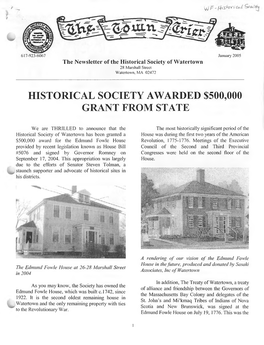 Historical Society Awarded $500,000 Grant from State