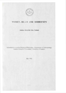 Women, Islam and Modernity