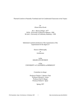 Thermal Comfort in Naturally-Ventilated and Air-Conditioned Classrooms in the Tropics