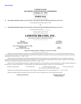 LIMITED BRANDS, INC. (Exact Name of Registrant As Specified in Its Charter)