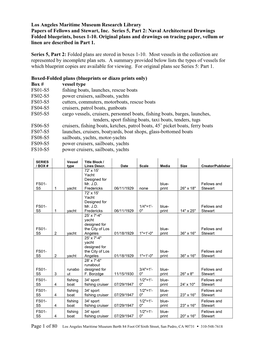 Naval Architectural Drawings Folded Blueprints, Boxes 1-10