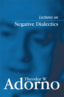 Lectures on Negative Dialectics