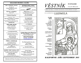 VĚSTNÍK Trabuco Canyon, CA 92678 Cargo 1-800-772-2080 (949) 709-1757 Sv.Jakuba V San Diegu – Sv