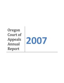 Oregon Court of Appeals Annual Report 2007