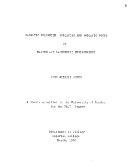 A Thesis Submitted to the University of London for the Ph.D. Degree